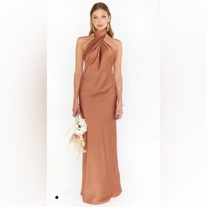 Show Me Your Mumu Jasmine Halter Dress - Luxe Copper size M